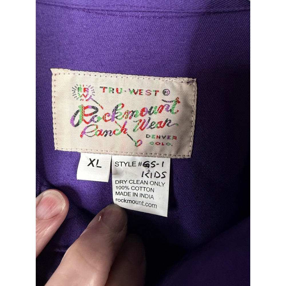 Rockmount Ranch Wear Western‎ Shirt Kids XL Purple Gypsy Soule Embroidered Snap - Picture 3 of 8